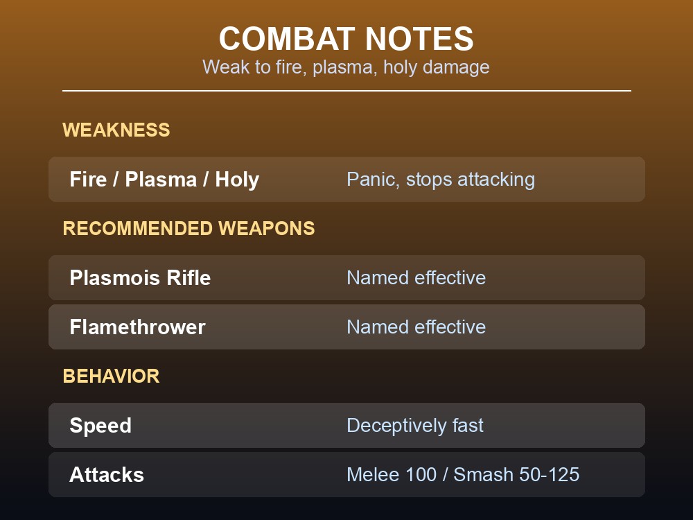 Card listing Bigfoot's documented weakness and recommended weapons.