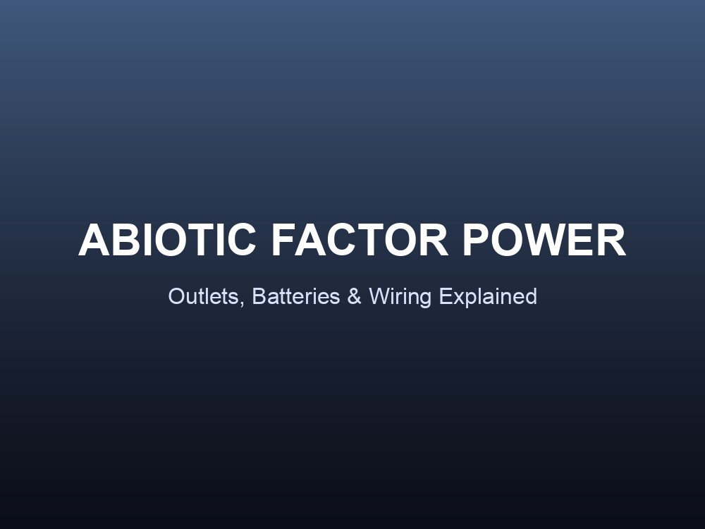 Branded title card for the Abiotic Factor power and wiring guide.
