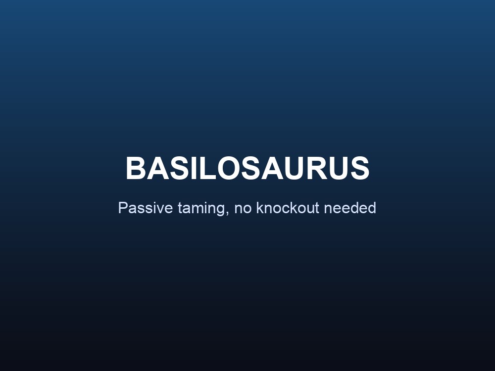 A Basilosaurus swimming near the surface, ready for passive taming in ARK