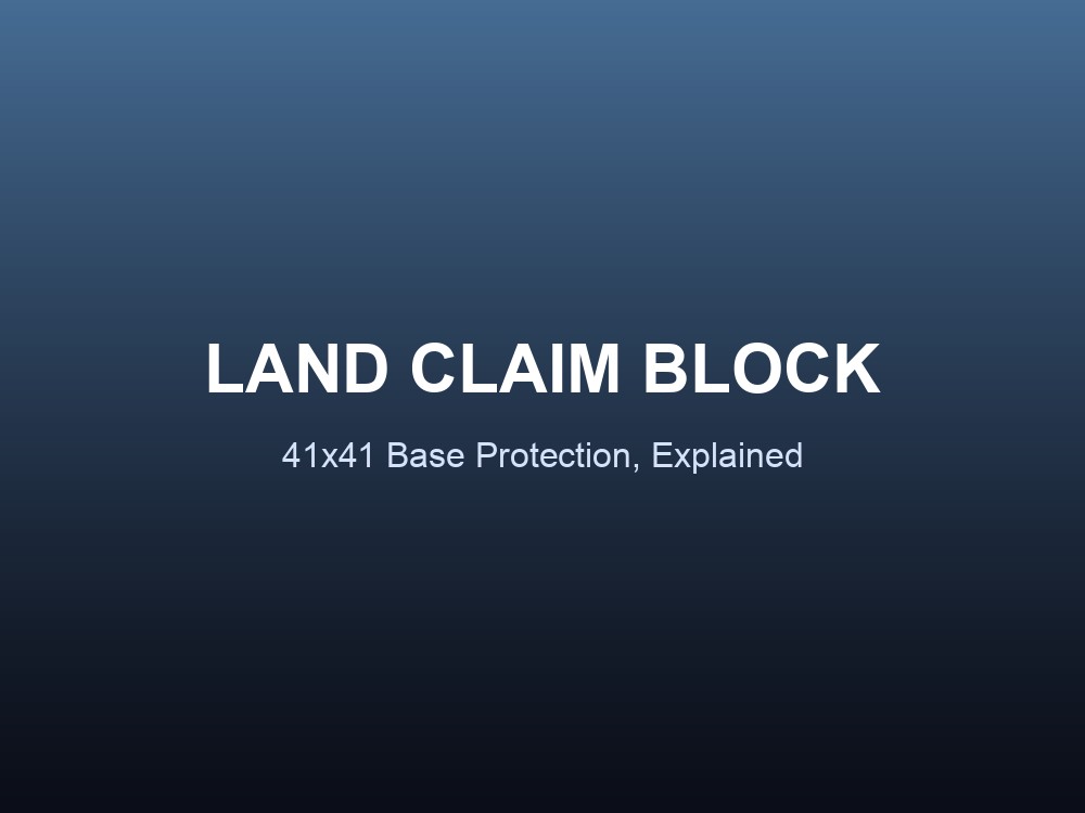 Hero card for the Land Claim Block, the base-protection item in 7 Days to Die.