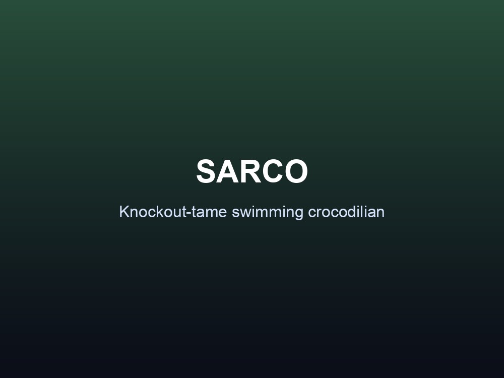 A Sarco swimming through a river, ready to be knocked out and tamed