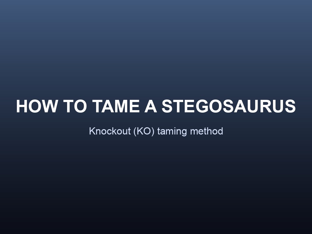 A Stegosaurus being knocked out and tamed in ARK