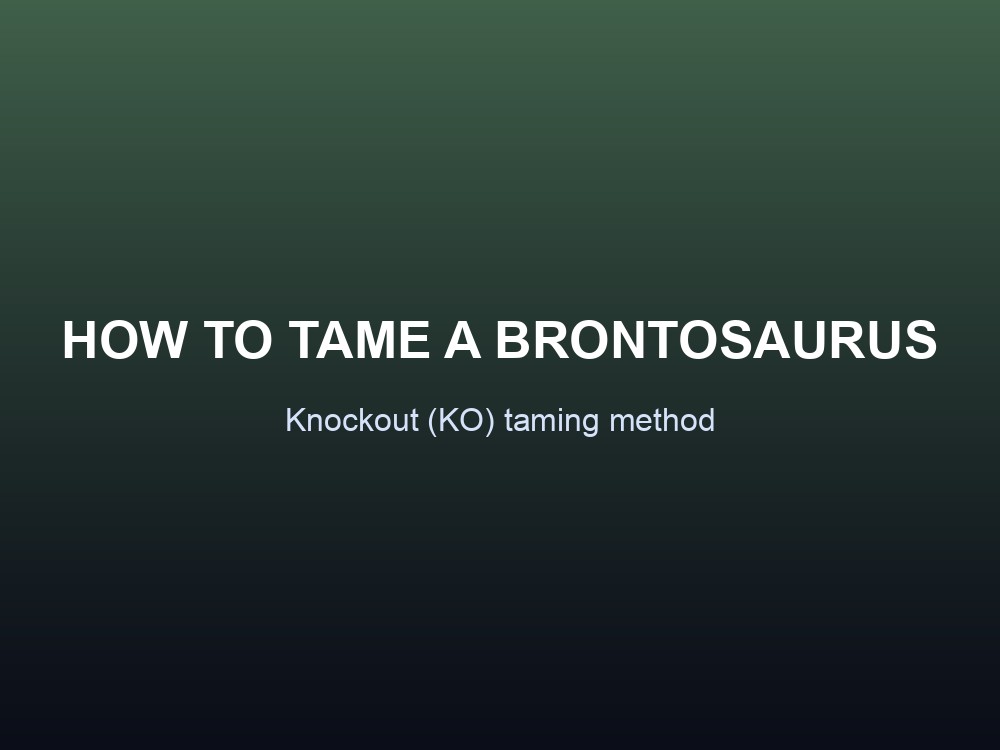 A Brontosaurus trapped and knocked out for taming in ARK