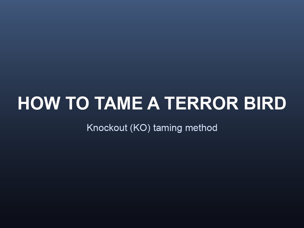 Terror Bird taming overview card for ARK