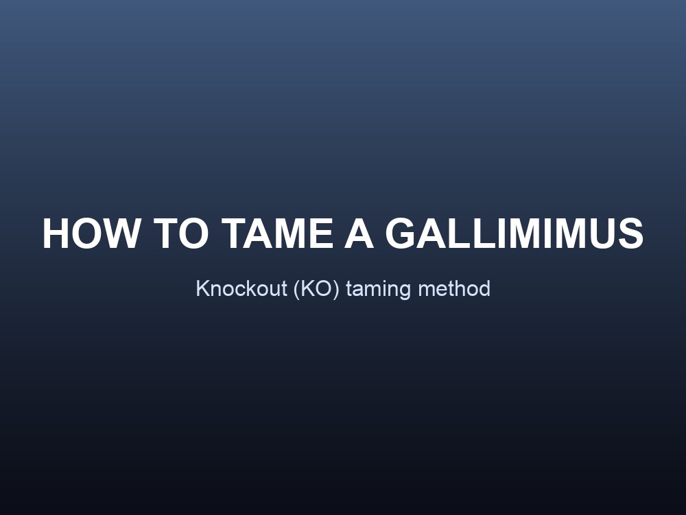A Gallimimus being tracked down for taming in ARK