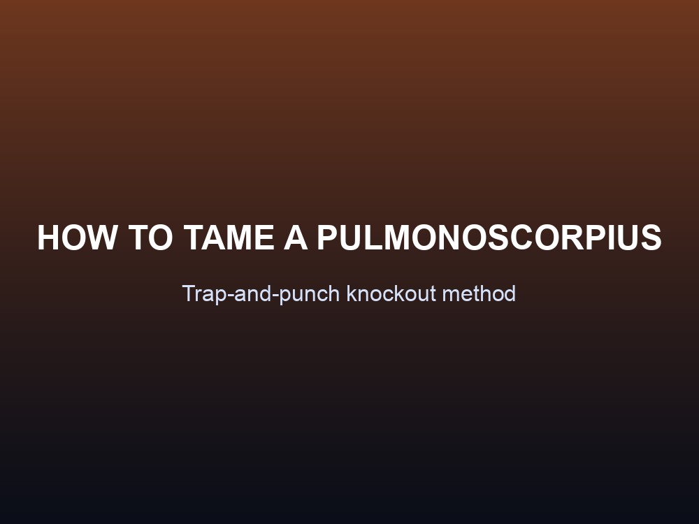 A Pulmonoscorpius trapped and about to be knocked out in ARK