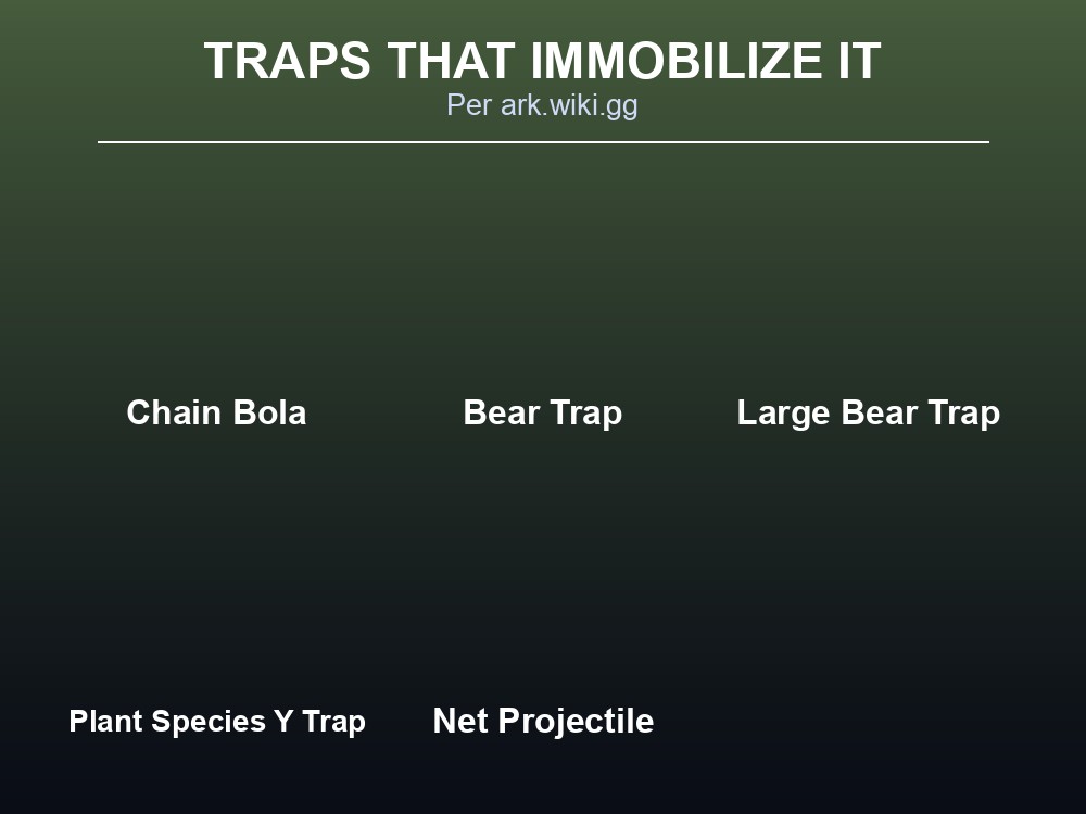 Trap and lure items that immobilize a Thylacoleo in ARK