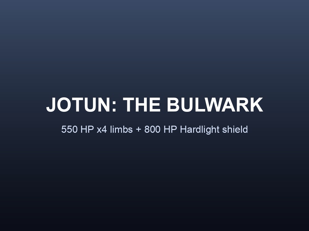 Jotun stat card showing HP, shield, and attack damage for Abiotic Factor