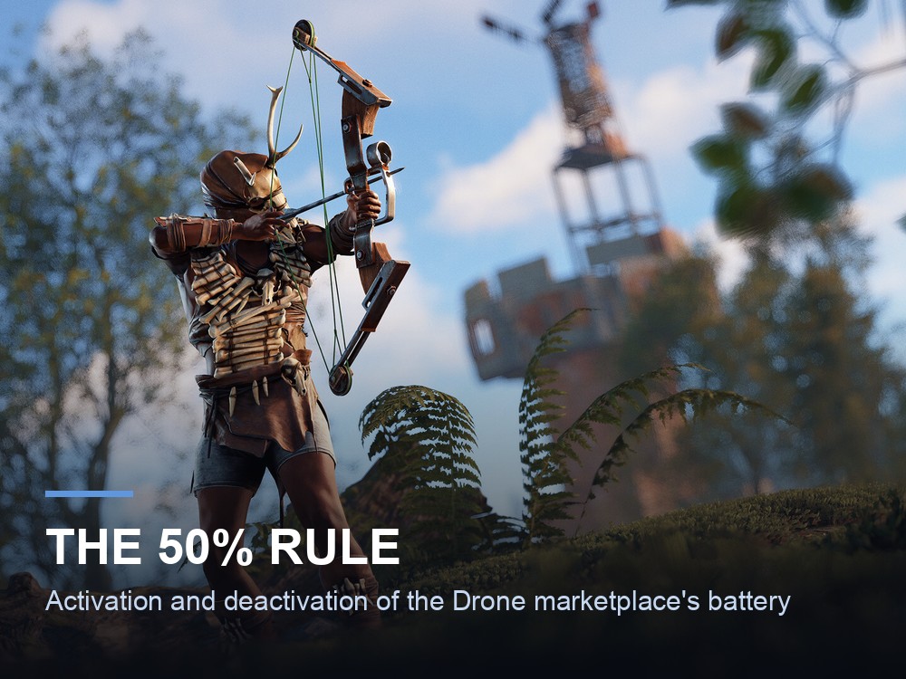 Second official Rust marketing screenshot used to illustrate the marketplace's activation and deactivation rule