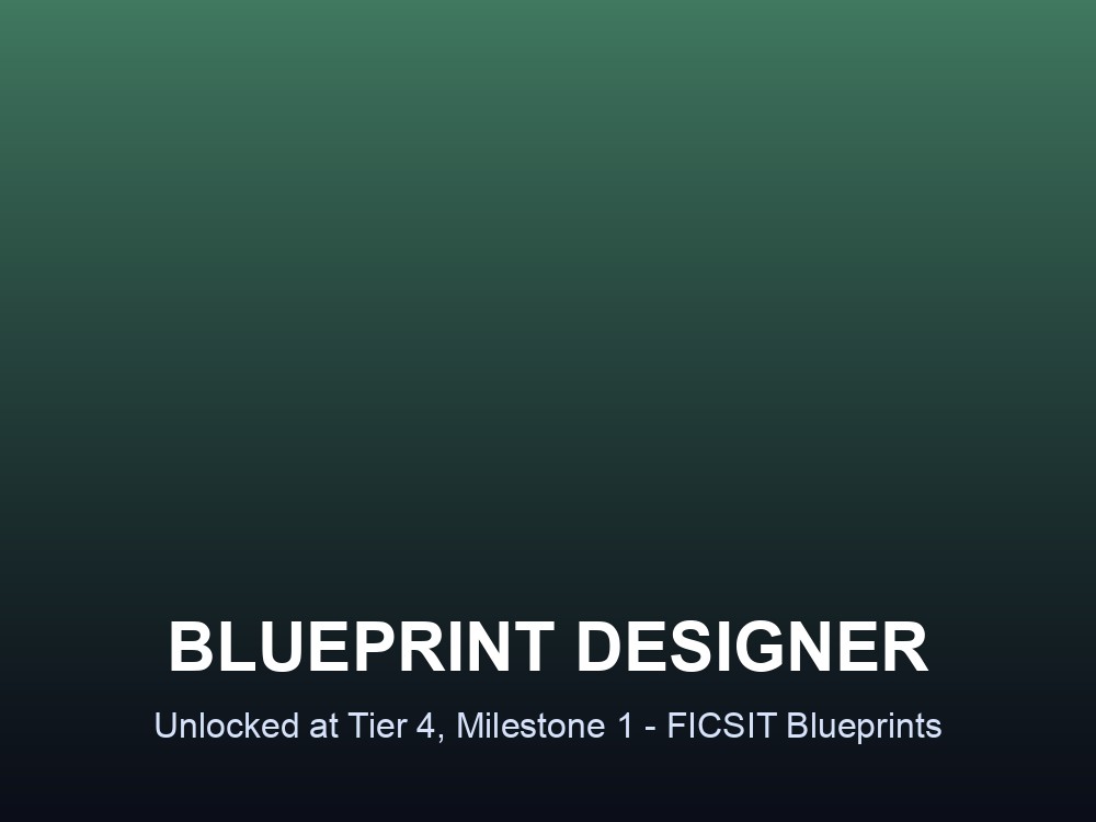 Overview card for the Satisfactory Blueprint Designer system.