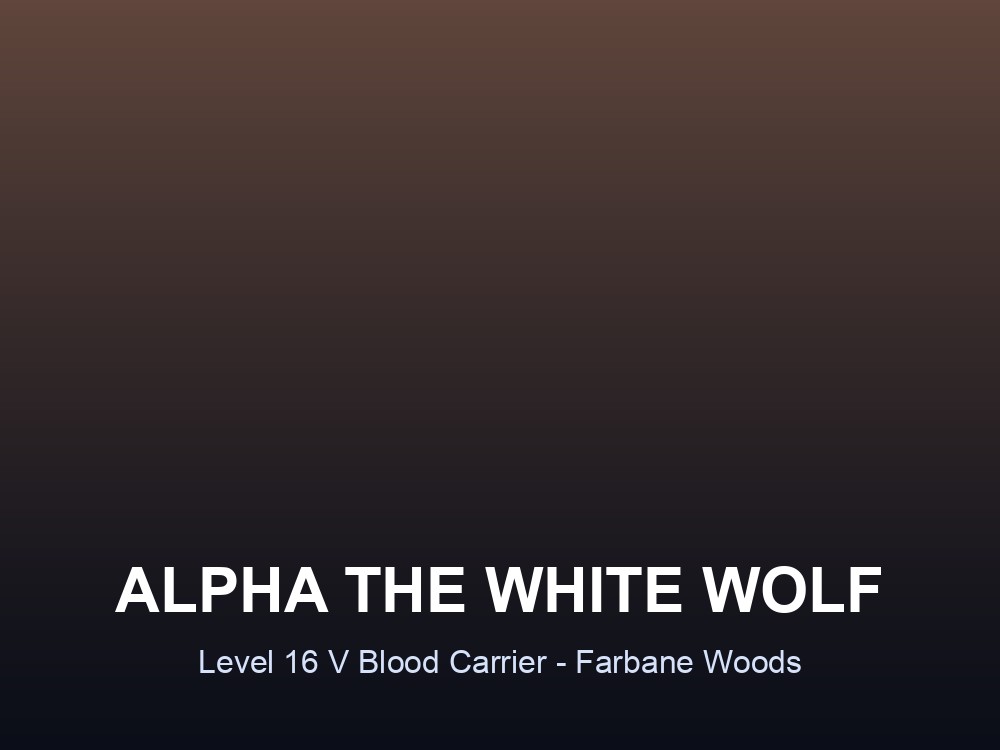 Alpha the White Wolf boss card, Level 16, Farbane Woods