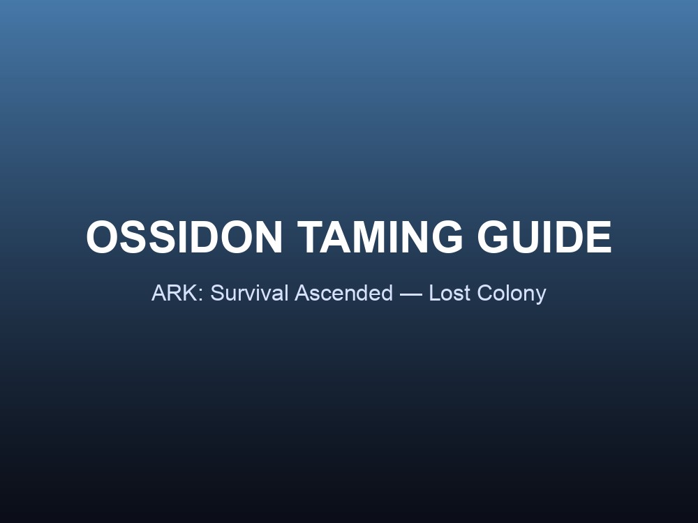 Ossidon taming guide hero card for ARK: Survival Ascended