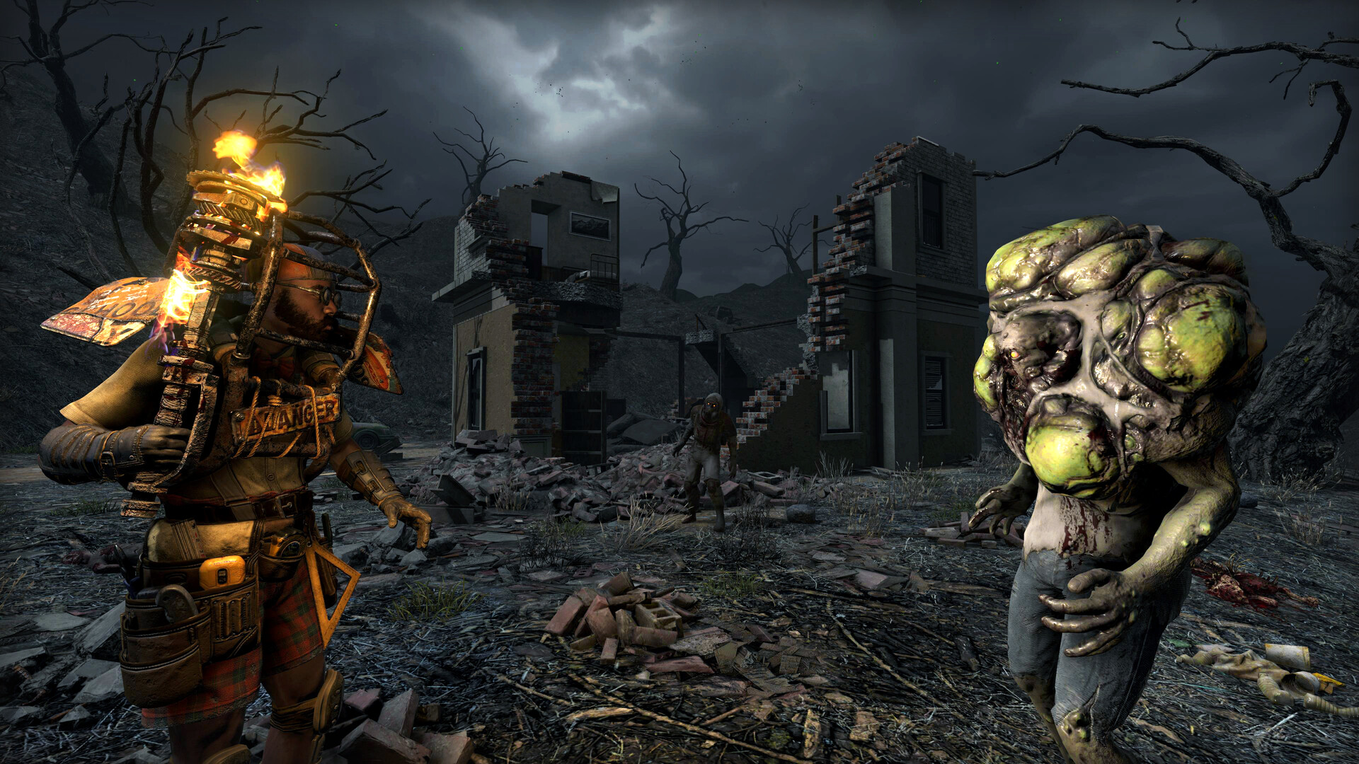 A survivor's base stands against the sunset in 7 Days to Die
