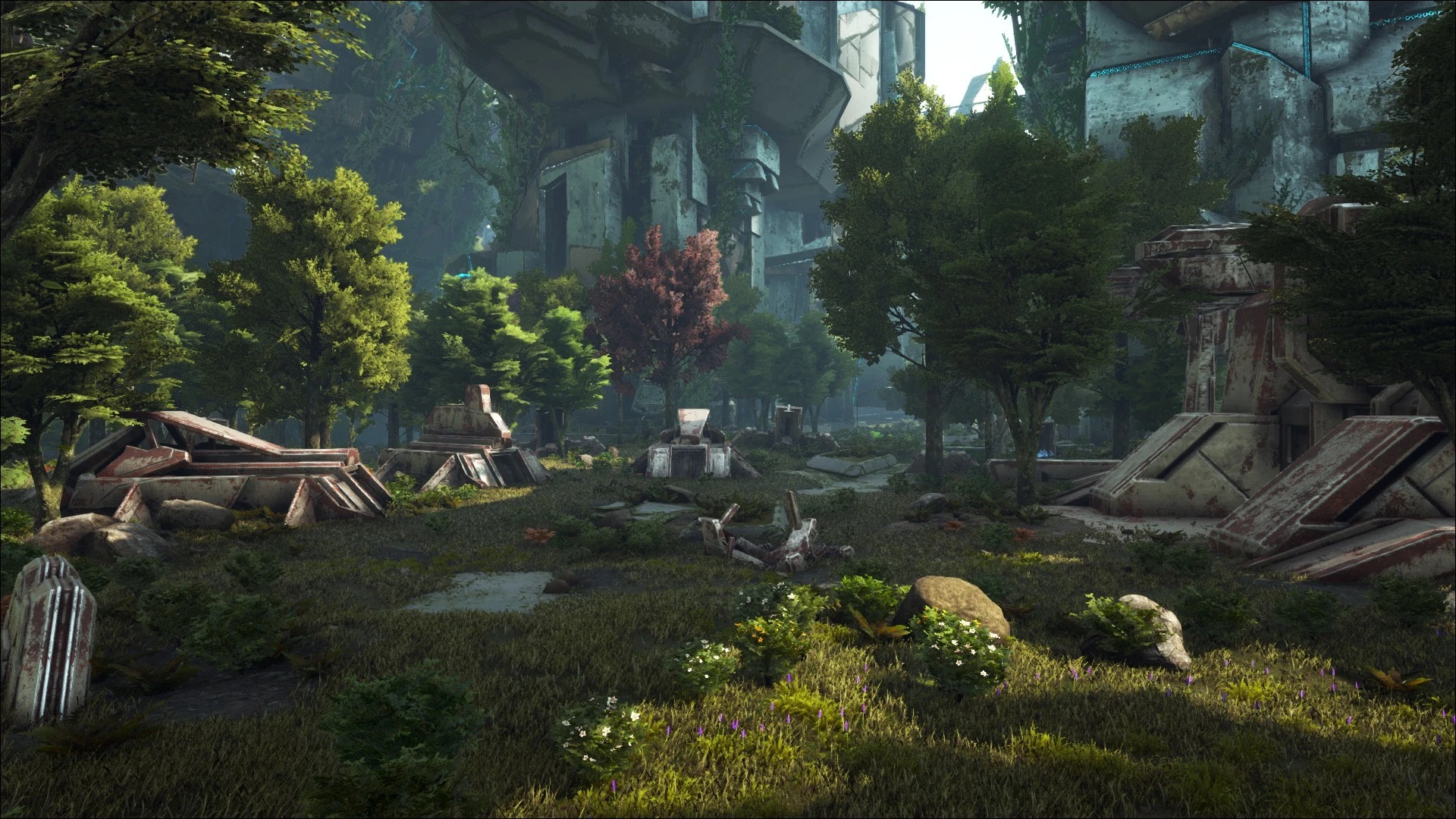 Overgrown ruins in ARK's Extinction map