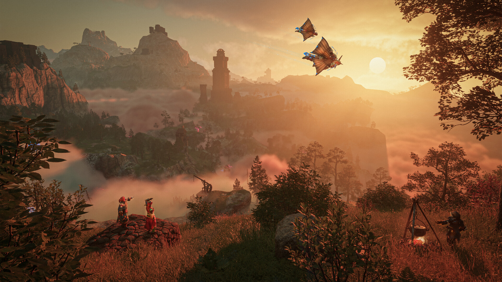 An Enshrouded landscape of ruins and fog